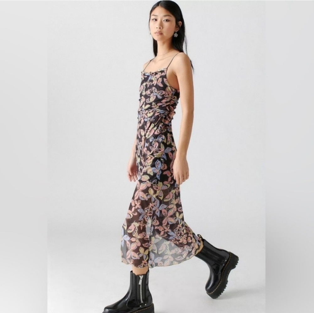 Urban Outfitters Black Floral Midi Dress